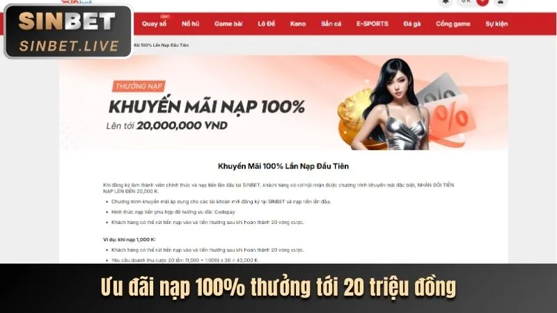 Thưởng chào mừng nạp đầu